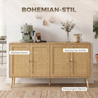 Rattan Sideboard 4 Türen Küchenbuffet Kommode Möbel