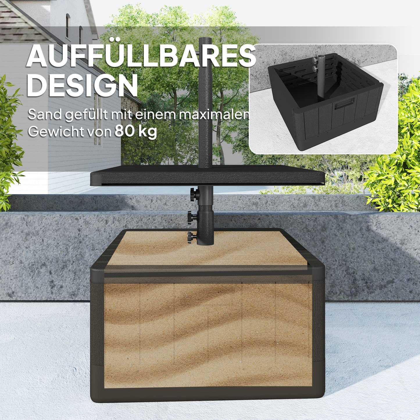 Terrassenschirmstaender Gartenschirmstaender Tischplatte Schirmbasis Kunststoff