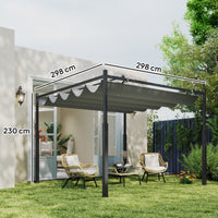 Pergola 3x3 m Freistehend Terrassenüberdachung Schiebedach UV-beständig