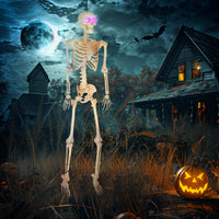 Halloween Skelett-Figur Dekoration Beweglich Leuchtende Augen Sound