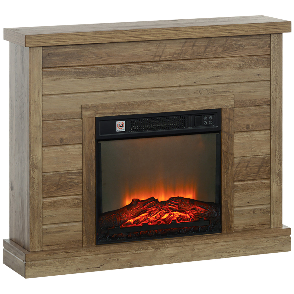Elektrokamin 3D-Flammeneffekt Timer Fernbedienung Naturholz Standkamin