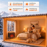 Elektrokamin 1600W Heizung Thermostat 3D-Flammeneffekt Standkamin