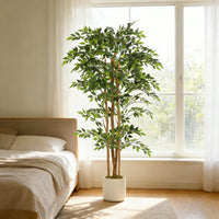 Künstlicher Banyanbaum 180cm Kunstpflanze Massivholzstamm Topf