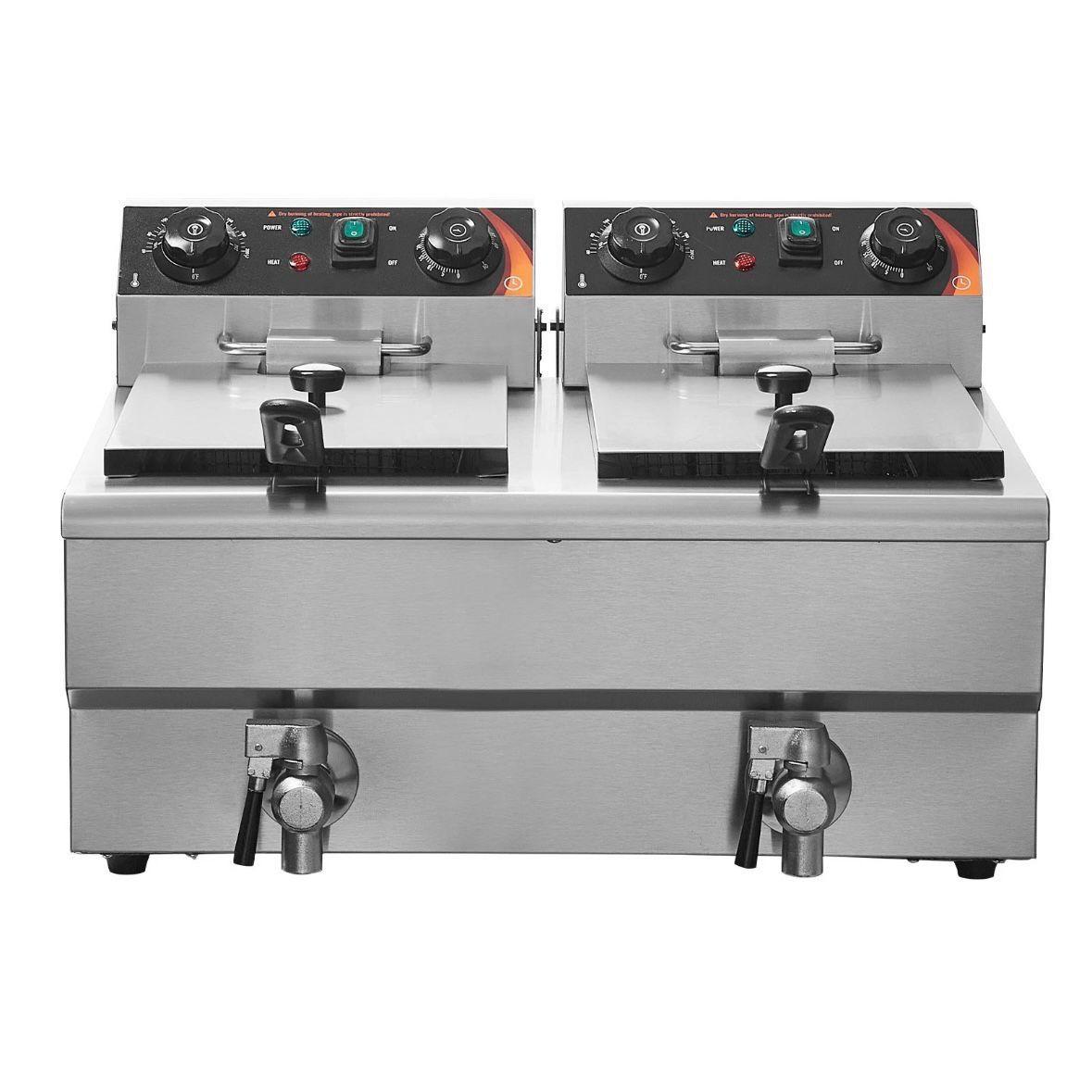 Elektrische Doppelfritteuse Edelstahl 2 × 8L