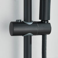 Schwarze Duscharmatur mit Handbrause & Ablage Wandmontage