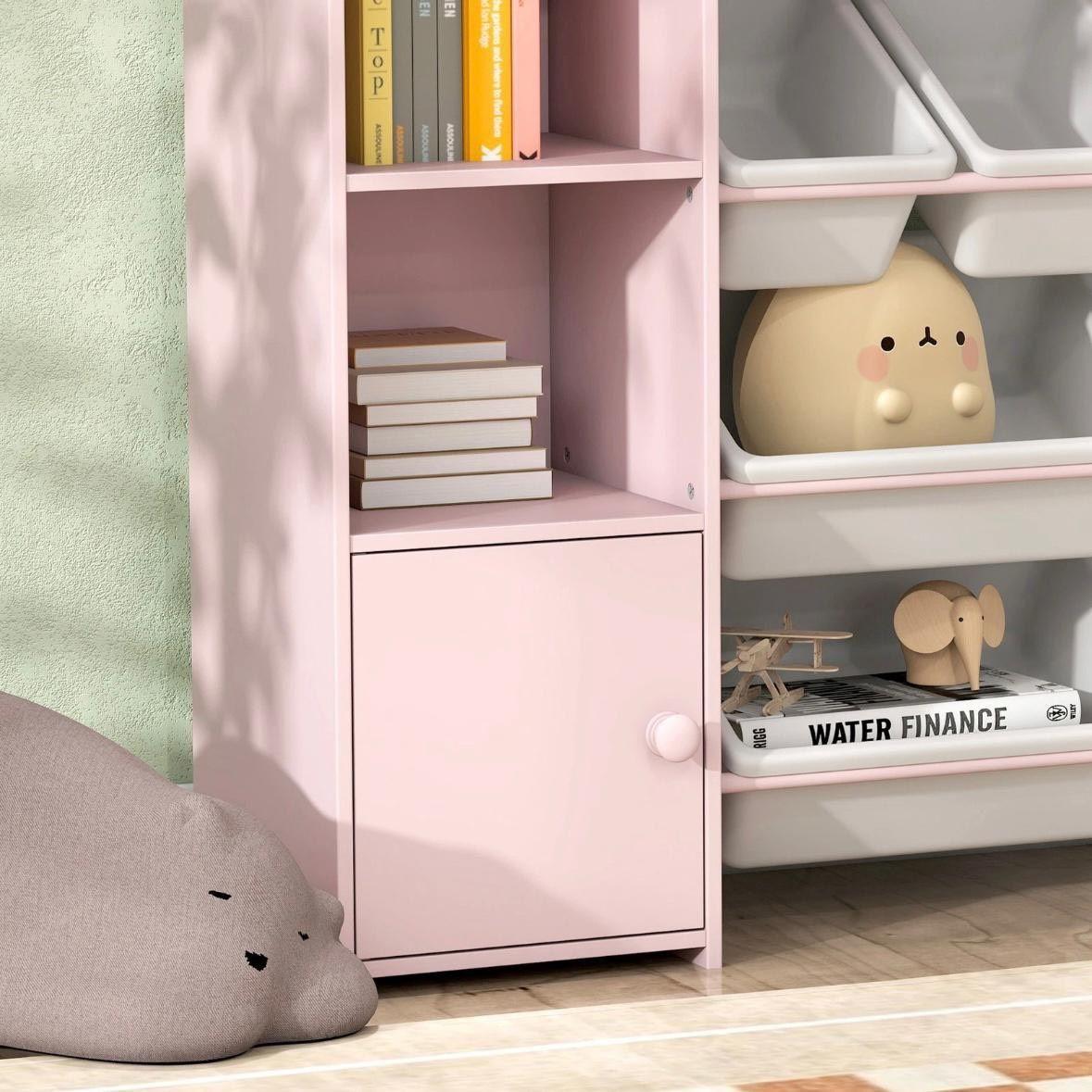 Kinderregal mit Boxen Rosa Spielzeugregal