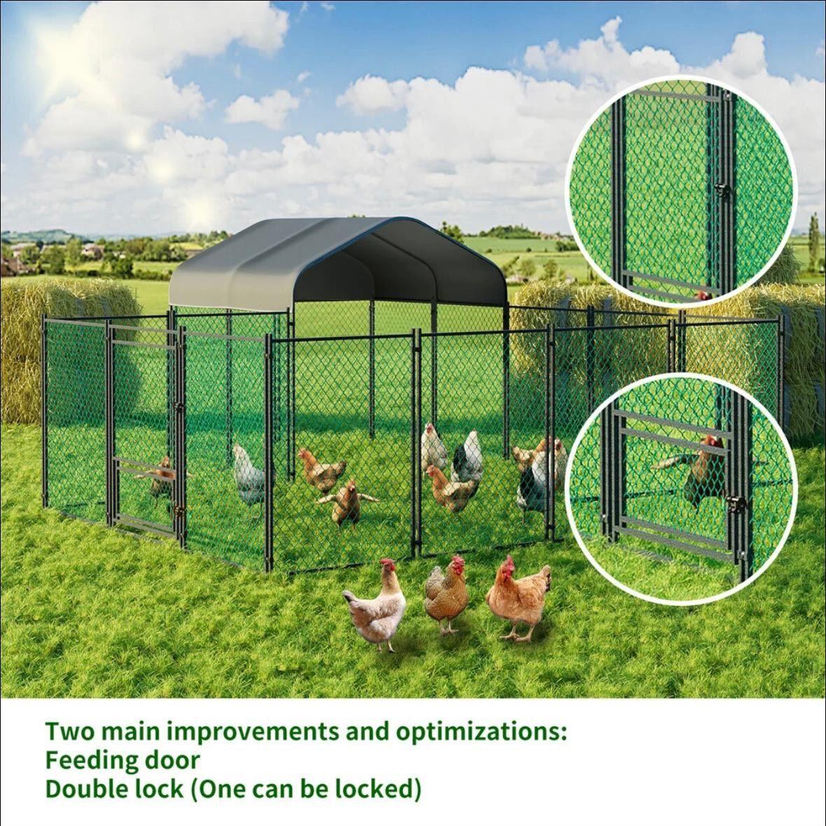 Großer Hühnerstall Outdoor halboffen mit Abdeckung 393×312cm