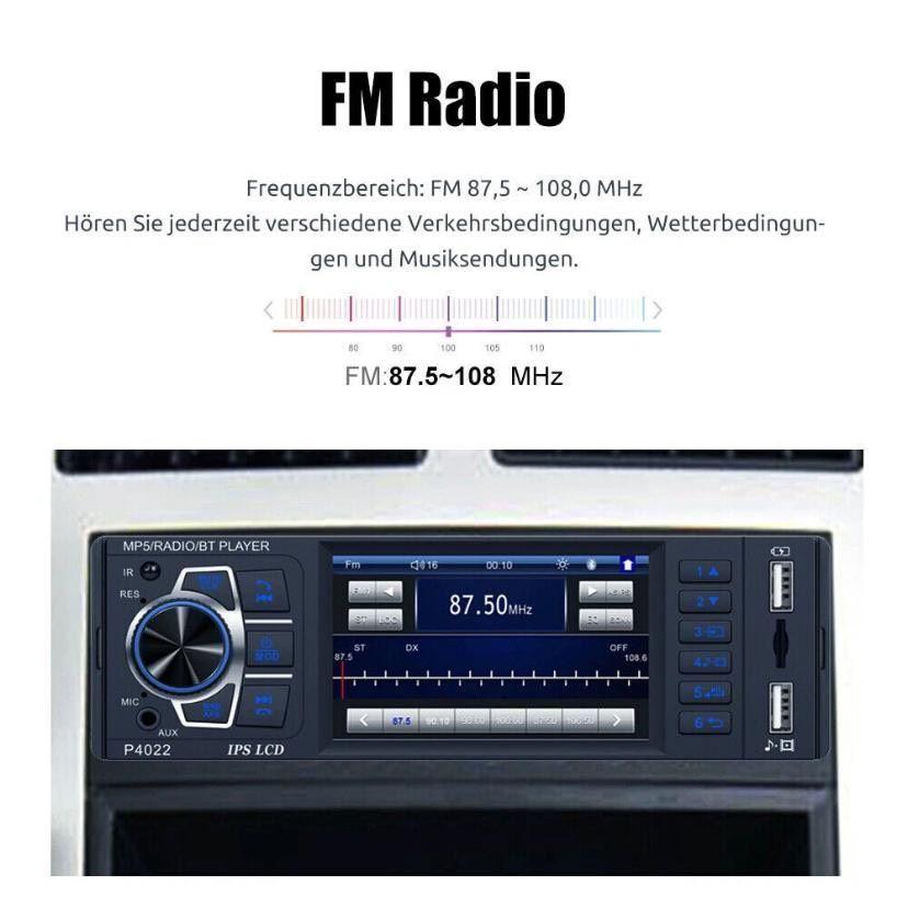 1 DIN Autoradio Bluetooth IPS Display USB AUX Freisprecheinrichtung