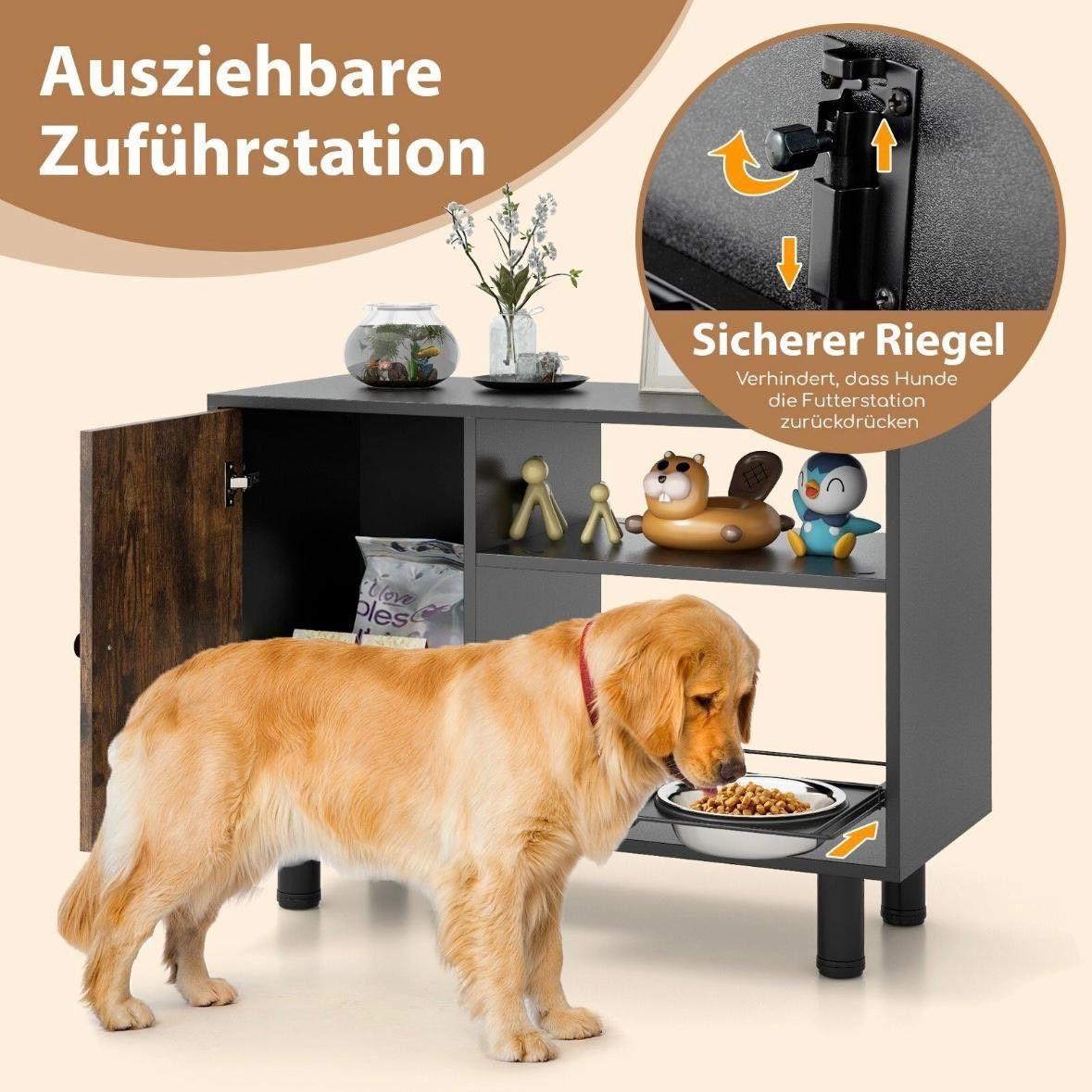 Hundefutterstation mit Futterschrank höhenverstellbar