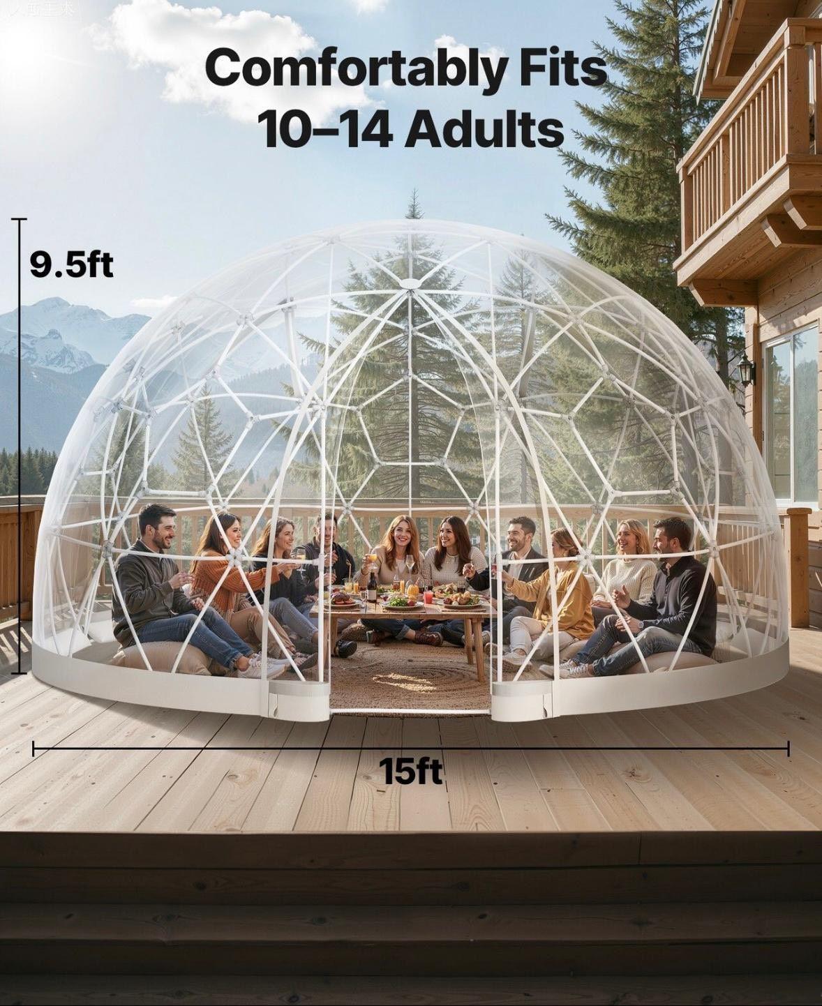 Garten Kuppelzelt 10–14 Personen mit Panoramablick