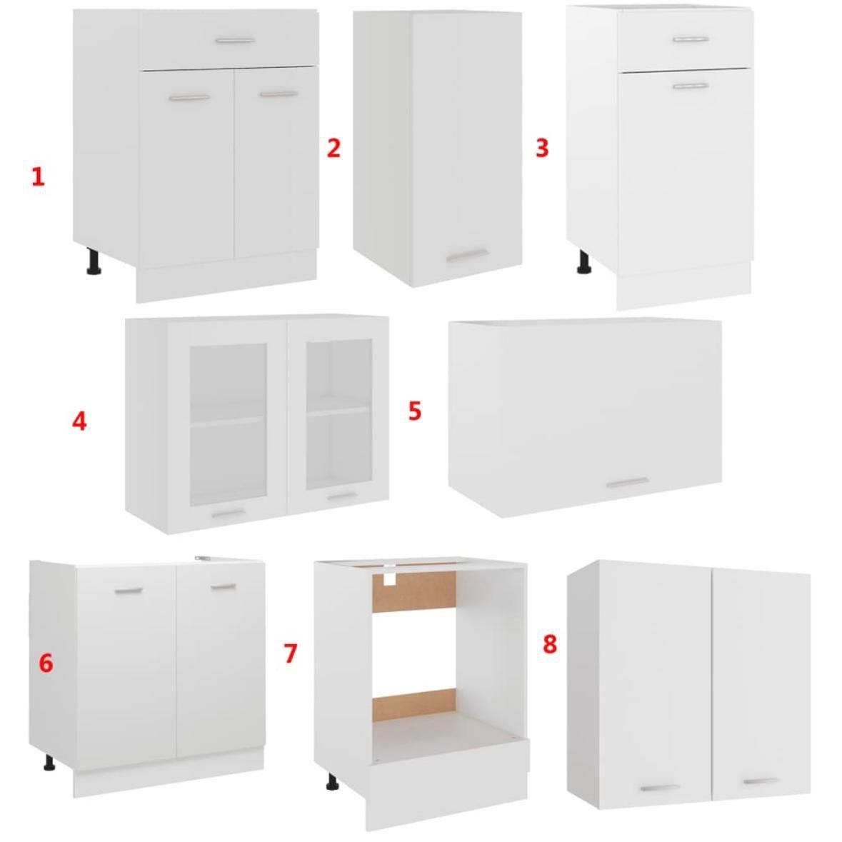 8tlg Küchenzeile Modulare Komplettküche ohne Geräte