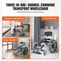 Toiletten- & Duschrollstuhl mit PU-Sitz und Aluminiumrahmen