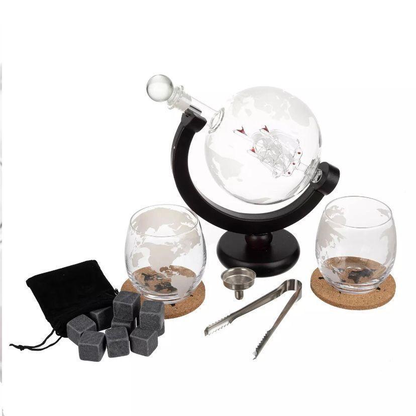 Whisky Karaffen Set Globus Karaffe Gläser Geschenk
