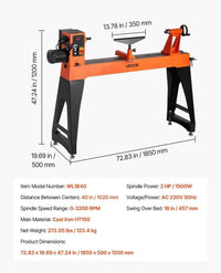 Holzdrehmaschine 1500W 3200Umin Drehmaschine Fräsen