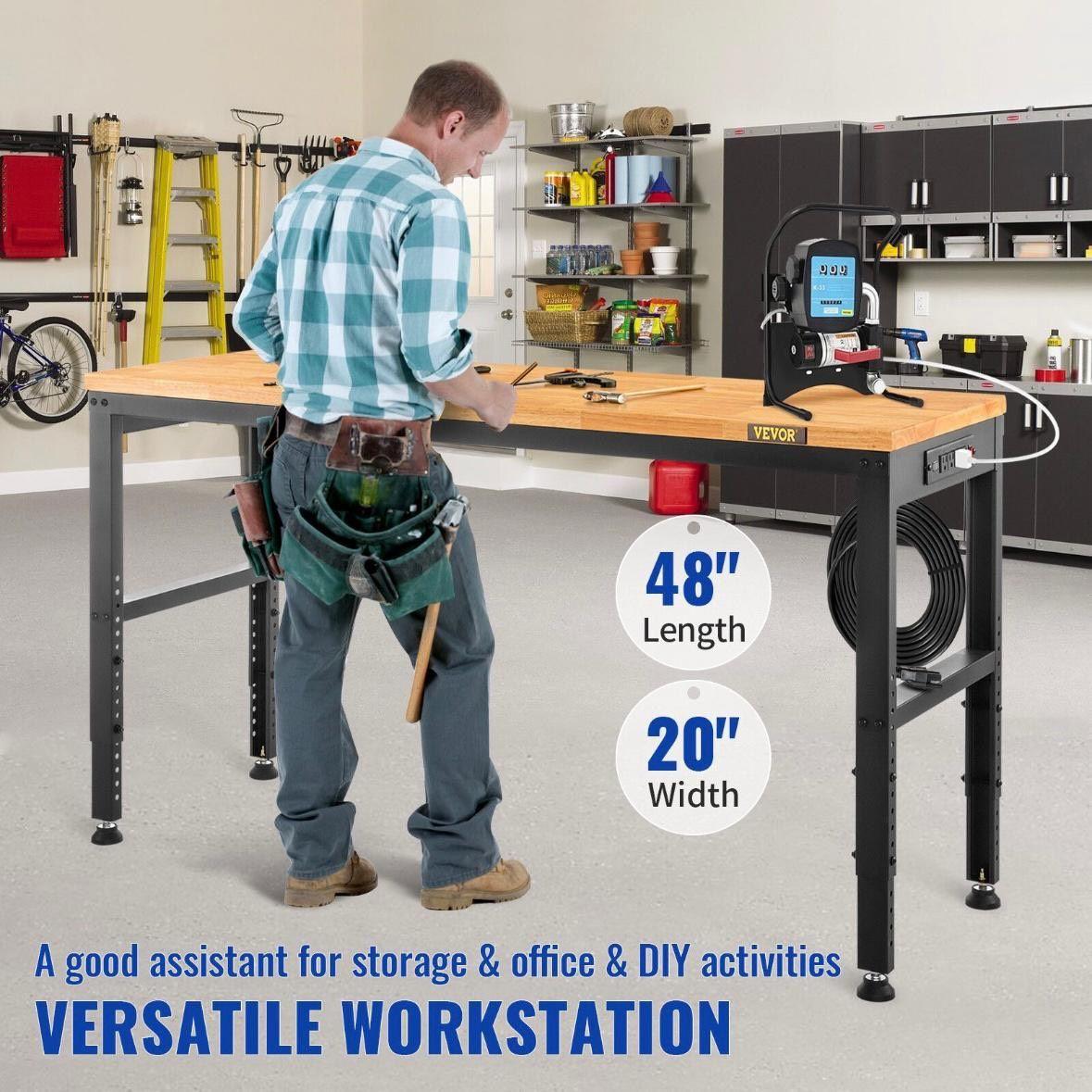 Höhenverstellbare Werkbank mit Steckdosenleiste 122cm bis 900kg
