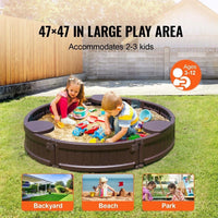 Runder Sandkasten Ø120 cm – Kinder Sandkiste mit Sitzen & Abdeckung