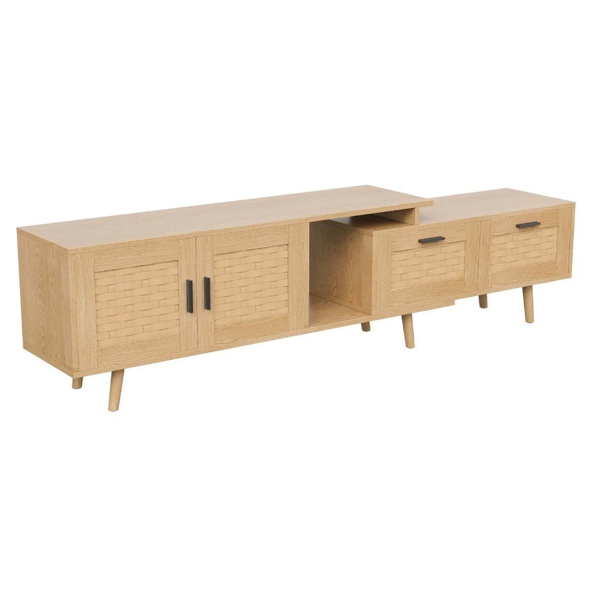TV-Schrank mit Bambusgeflecht Längenverstellbar 169cm