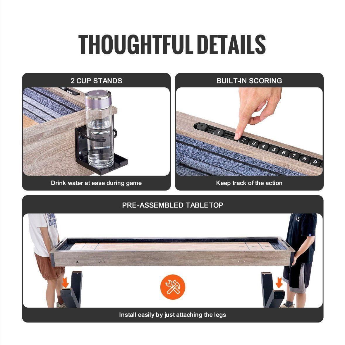 2in1 Shuffleboard-Tisch Bowling-Funktion (274 cm) LED-Beleuchtung