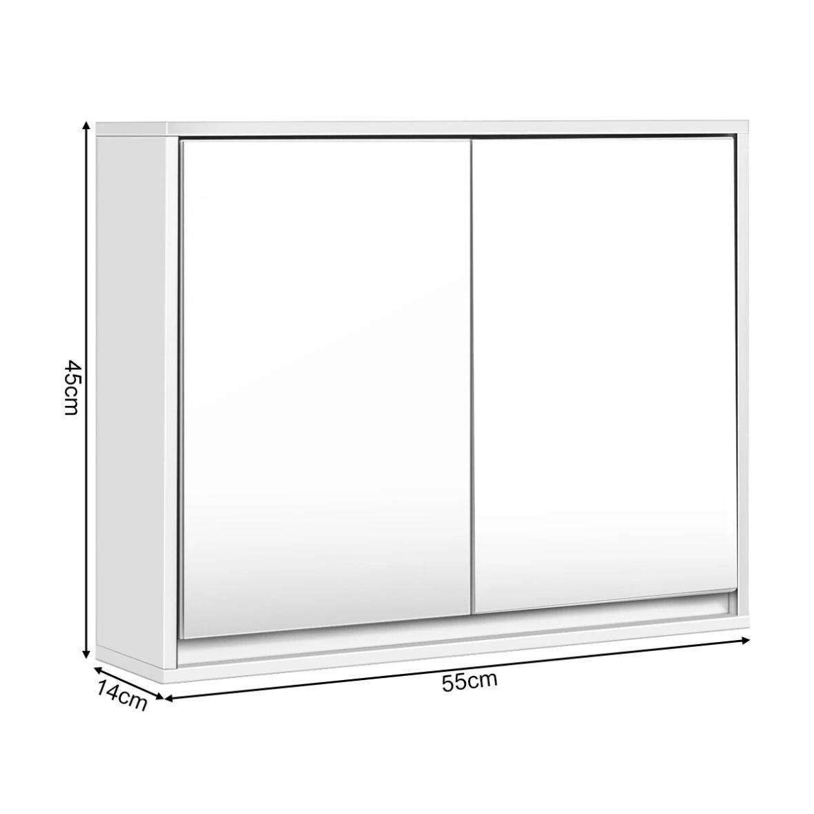 Spiegelschrank Weiß mit 2 Spiegeltüren Badezimmerschrank