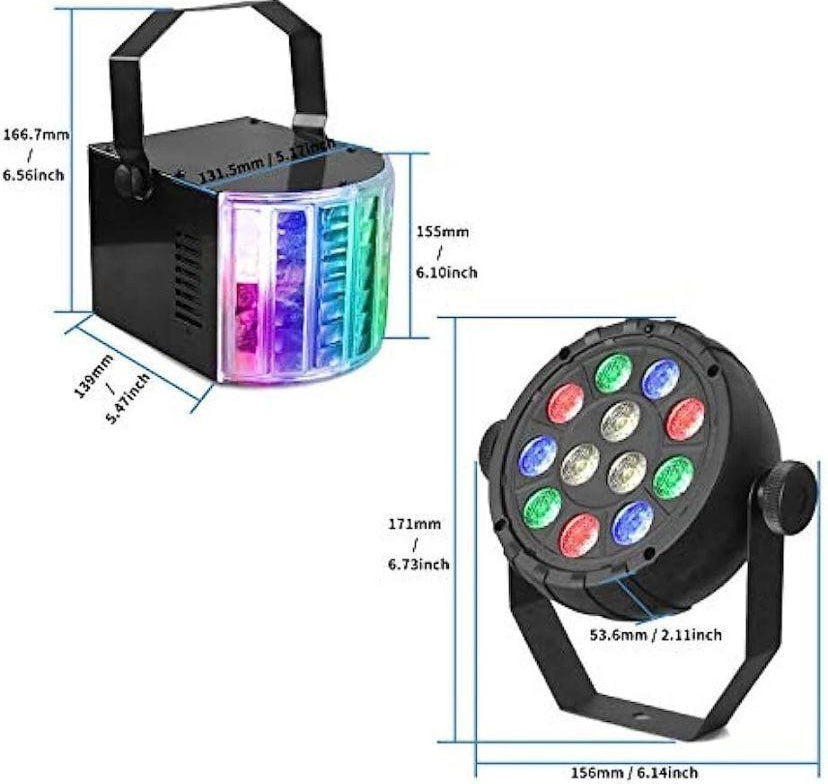 LED Bühnenlicht Set mit Stativ 2×PAR + 2×Derby RGBW