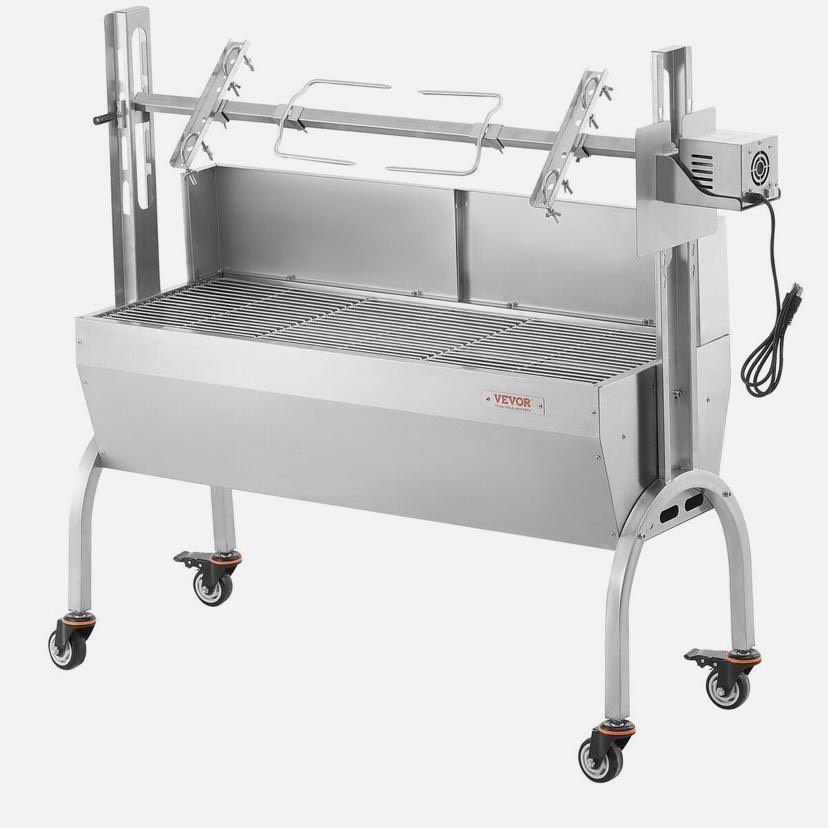 Spießbratengrill Edelstahl mit Motor bis 90kg Tragkraft