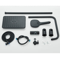 Schwarze Duscharmatur mit Handbrause & Ablage Wandmontage