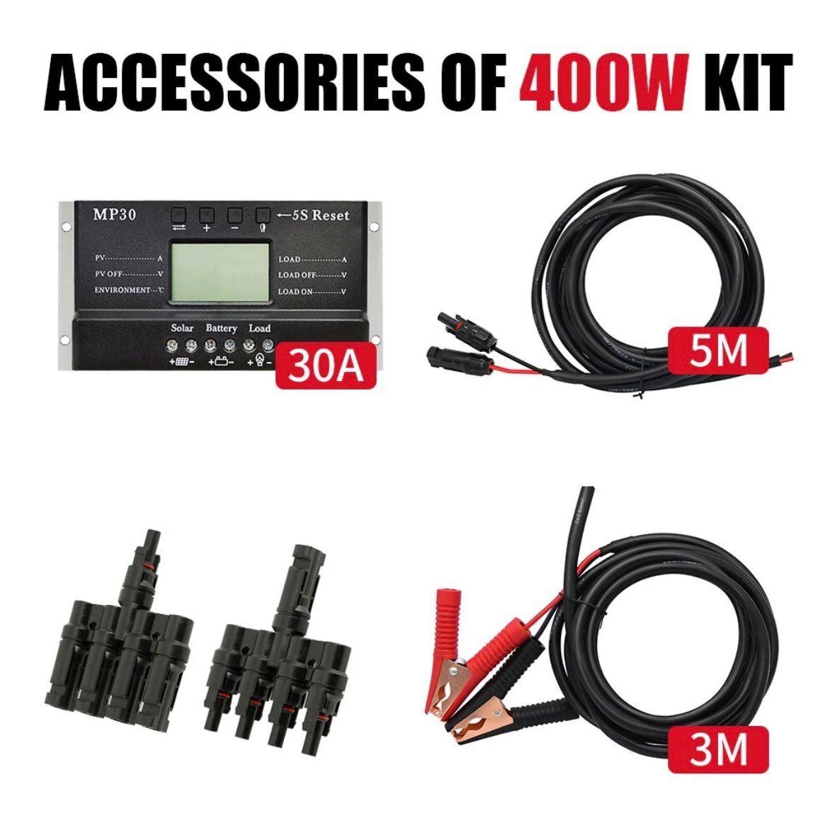4×100W Flexibles Solarpanel Set 400W  12V ultradünn