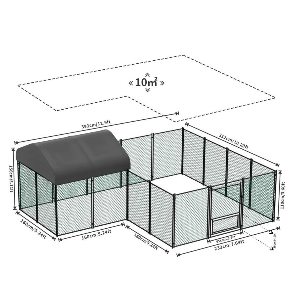 Großer Hühnerstall Outdoor halboffen mit Abdeckung 393×312cm