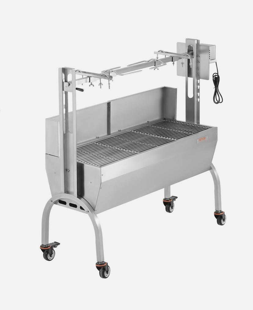 Spießbratengrill Edelstahl mit Motor bis 90kg Tragkraft