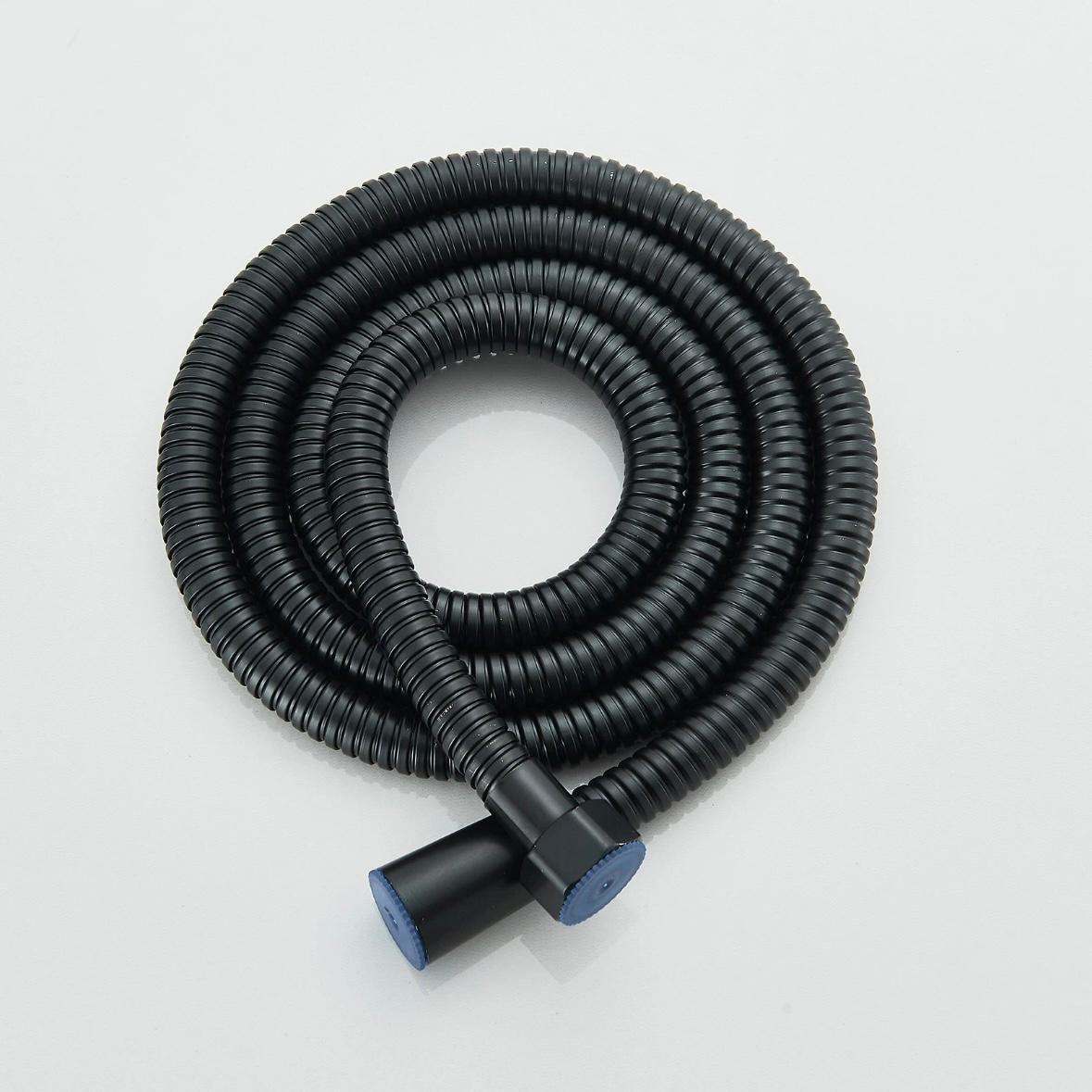 Schwarze Duscharmatur mit Handbrause & Ablage Wandmontage