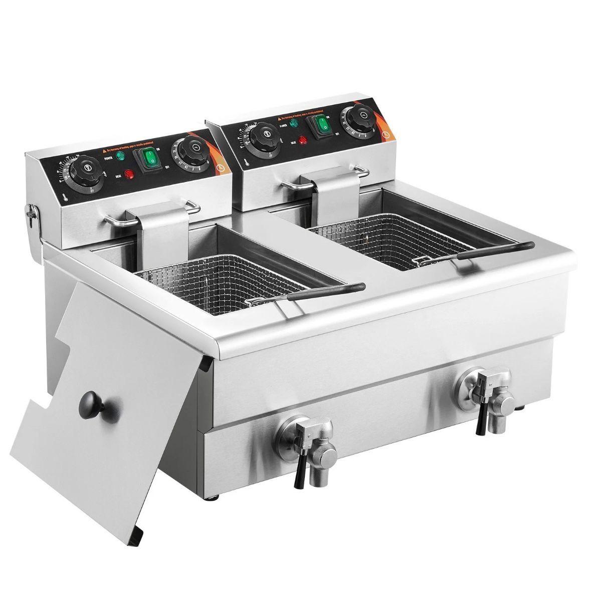 Elektrische Doppelfritteuse Edelstahl 2 × 8L