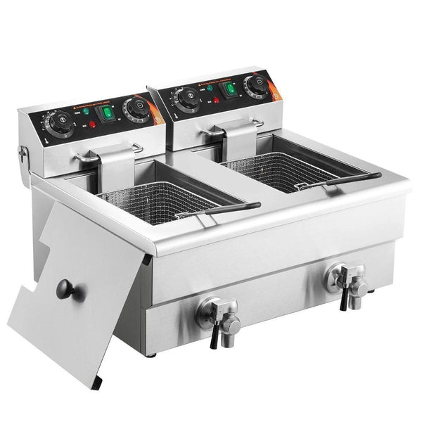 Elektrische Doppelfritteuse Edelstahl 2 × 8L