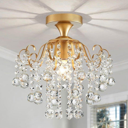 Kristall Deckenleuchte Gold E14