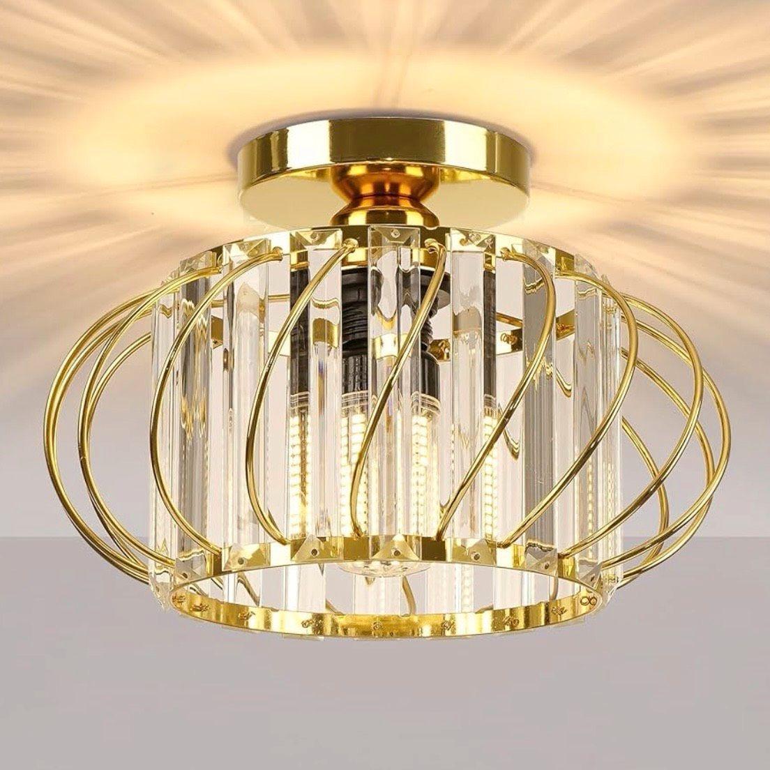 Kristall Deckenleuchte Gold E27