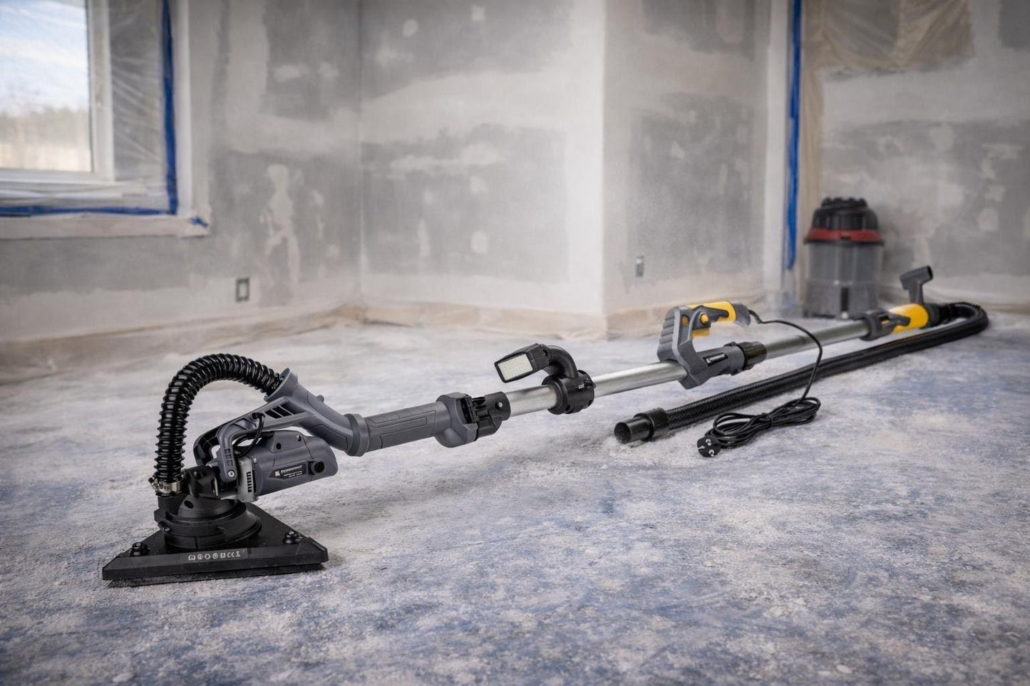 Wand- und Deckenschleifer 1450W mit LED, Teleskop & 2 Schleifköpfen
