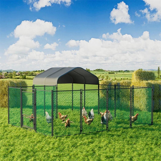 Großer Hühnerstall Outdoor halboffen mit Abdeckung 393×312cm