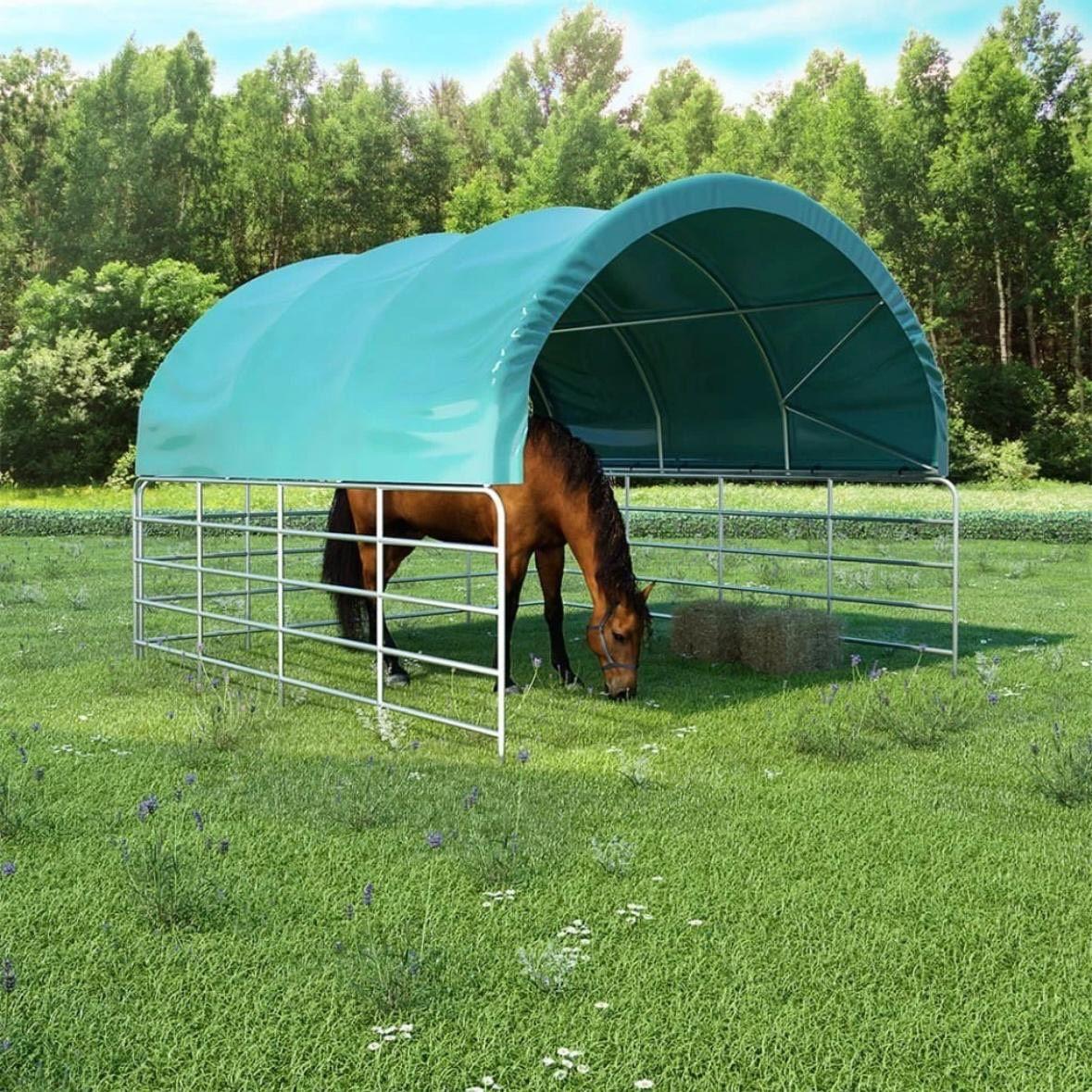 Weidezelt 3,7×3,7m PVC Weideunterstand für Pferde & Nutztiere
