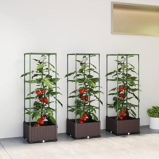 Hochbeet mit Rankgitter 3er Set Pflanzkasten Balkon Garten