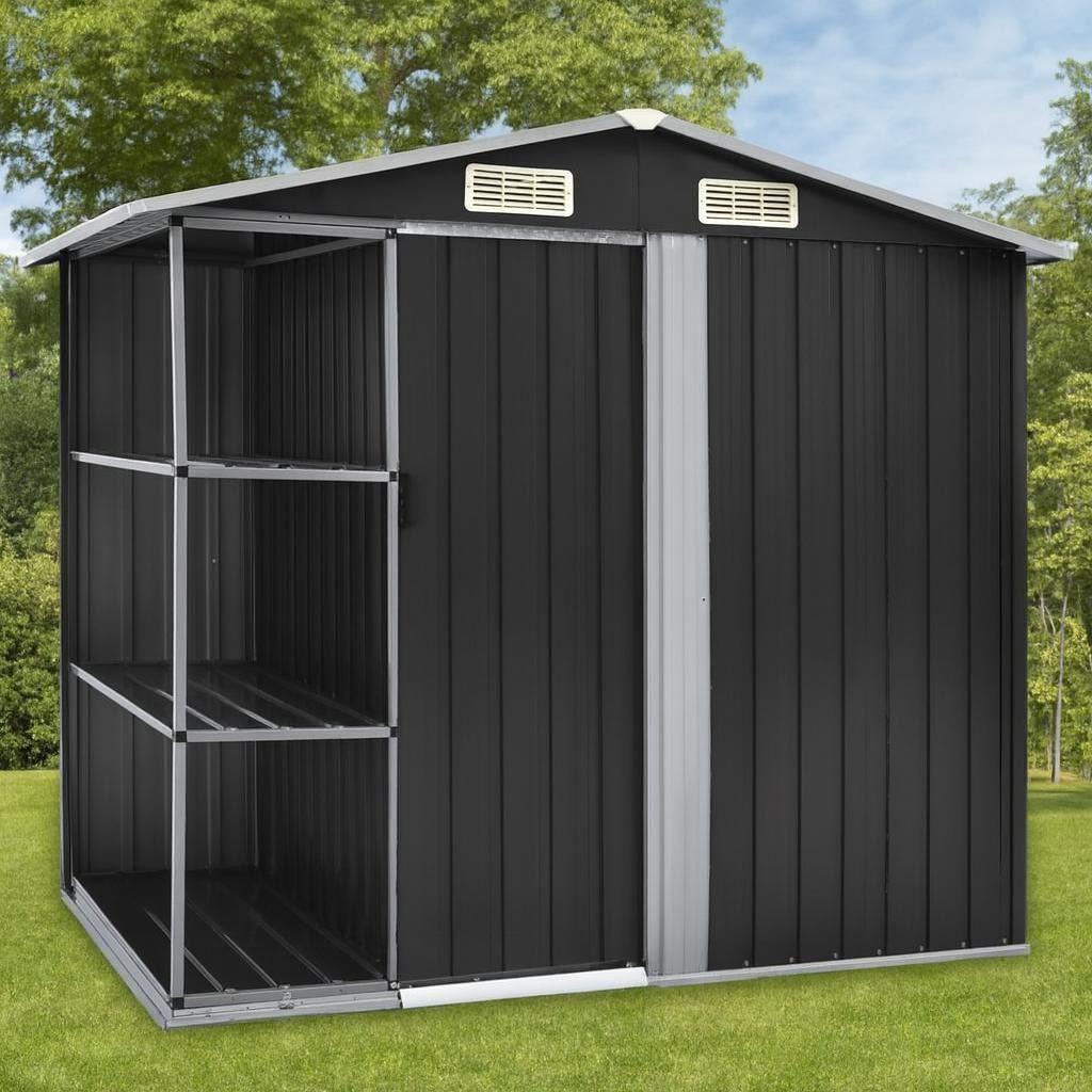 Metall-Gartenhaus mit Regal Anthrazit Geräteschuppen