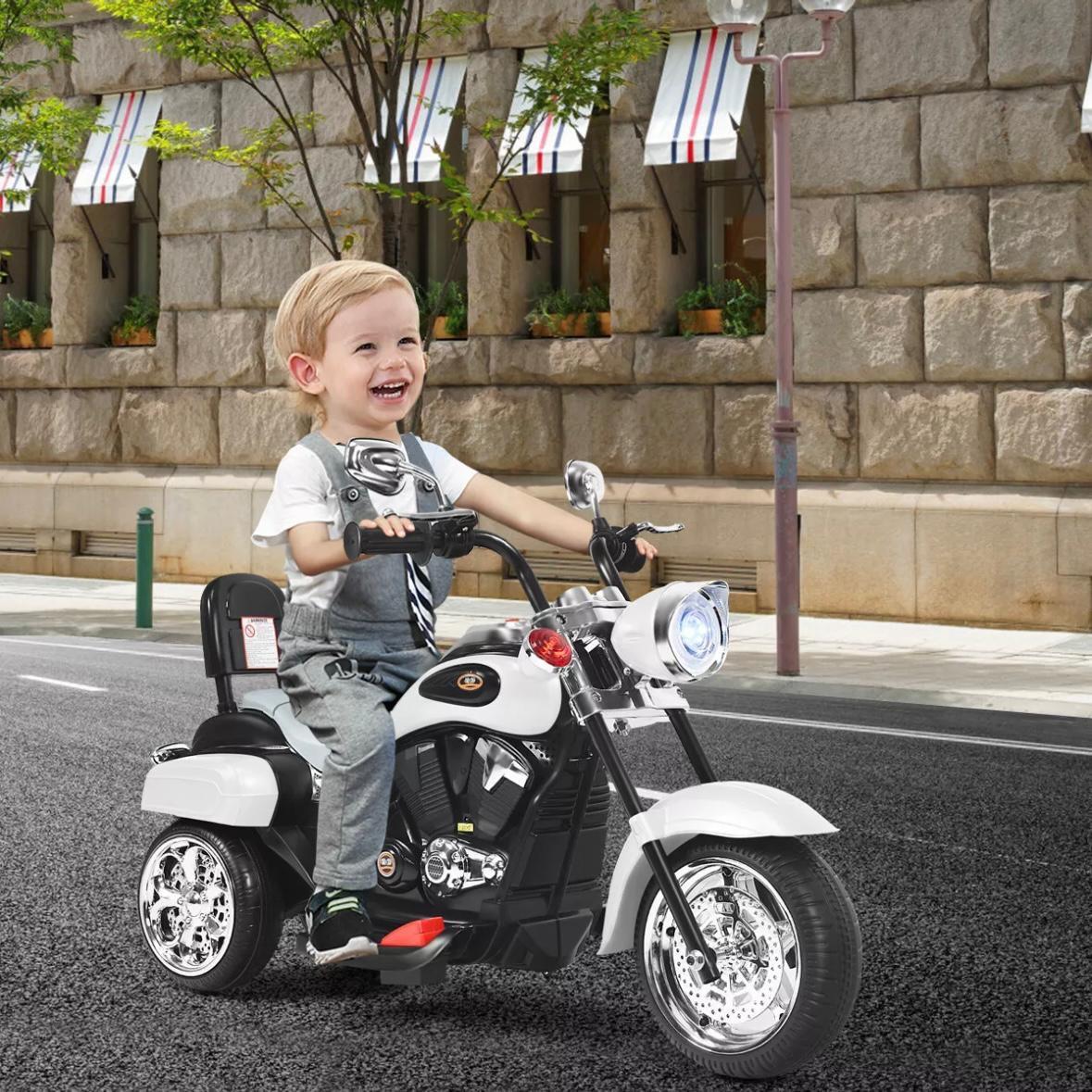 Elektrisches Kinder-Motorrad Dreirad Weiß