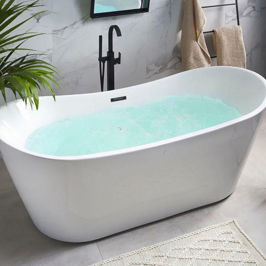 Freistehende Badewanne 180cm Acryl Oval Weiß Doppelseitig