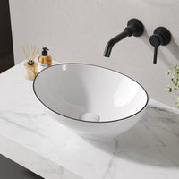 Aufsatzwaschbecken Weiß Schwarz Oval Keramik 41,5 cm