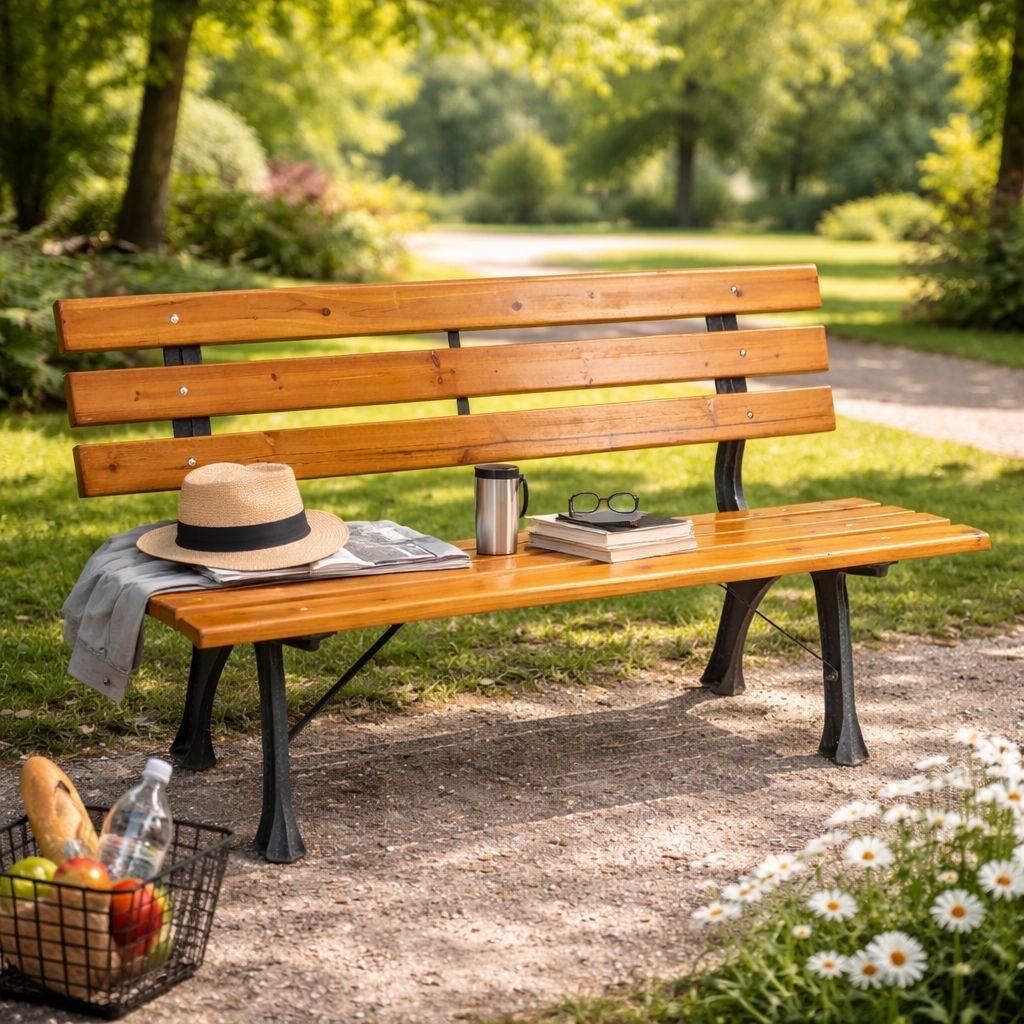 Gartenbank Holz Metall Parkbank Sitzbank Outdoor Terrasse