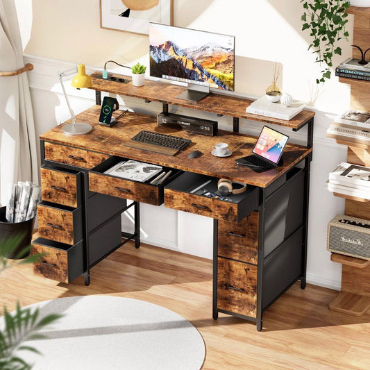 Gaming Schreibtisch LED mit Schubladen