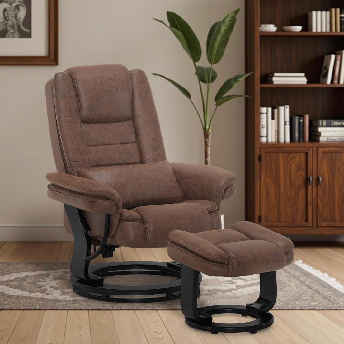 Komfortabler Relaxsessel mit Hocker drehbar & verstellbar