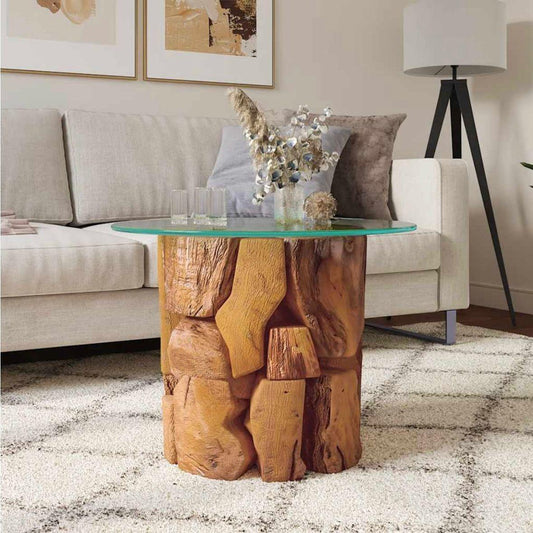 Couchtisch Teak Treibholz mit Glasplatte