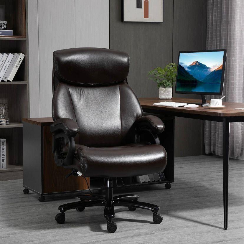 Ergonomischer Bürostuhl Braun mit Wippfunktion & PU-Leder