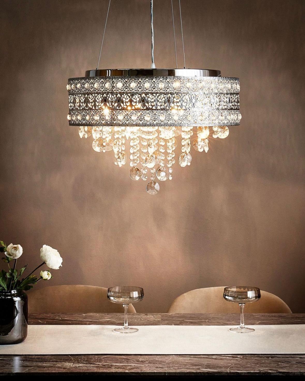 Eleganter Kristall-Kronleuchter in Silber 6-flammig