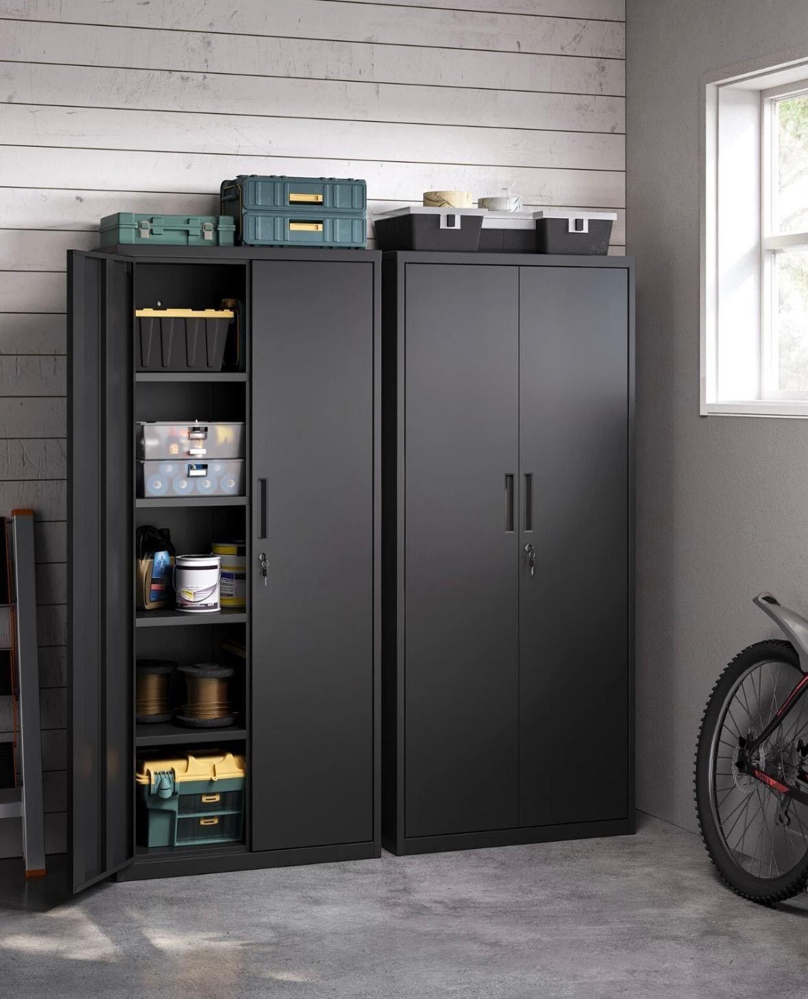 2er Set Aktenschrank abschließbar 4 verstellbaren Einlegeböden 180 cm