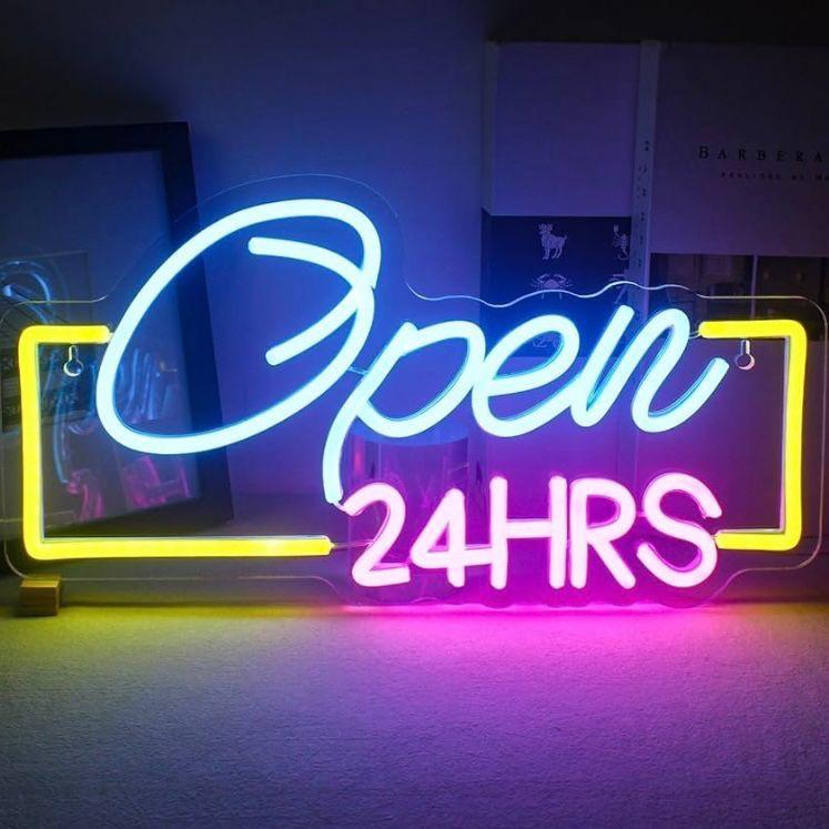 LED Neon Schild Open 24 HRS
